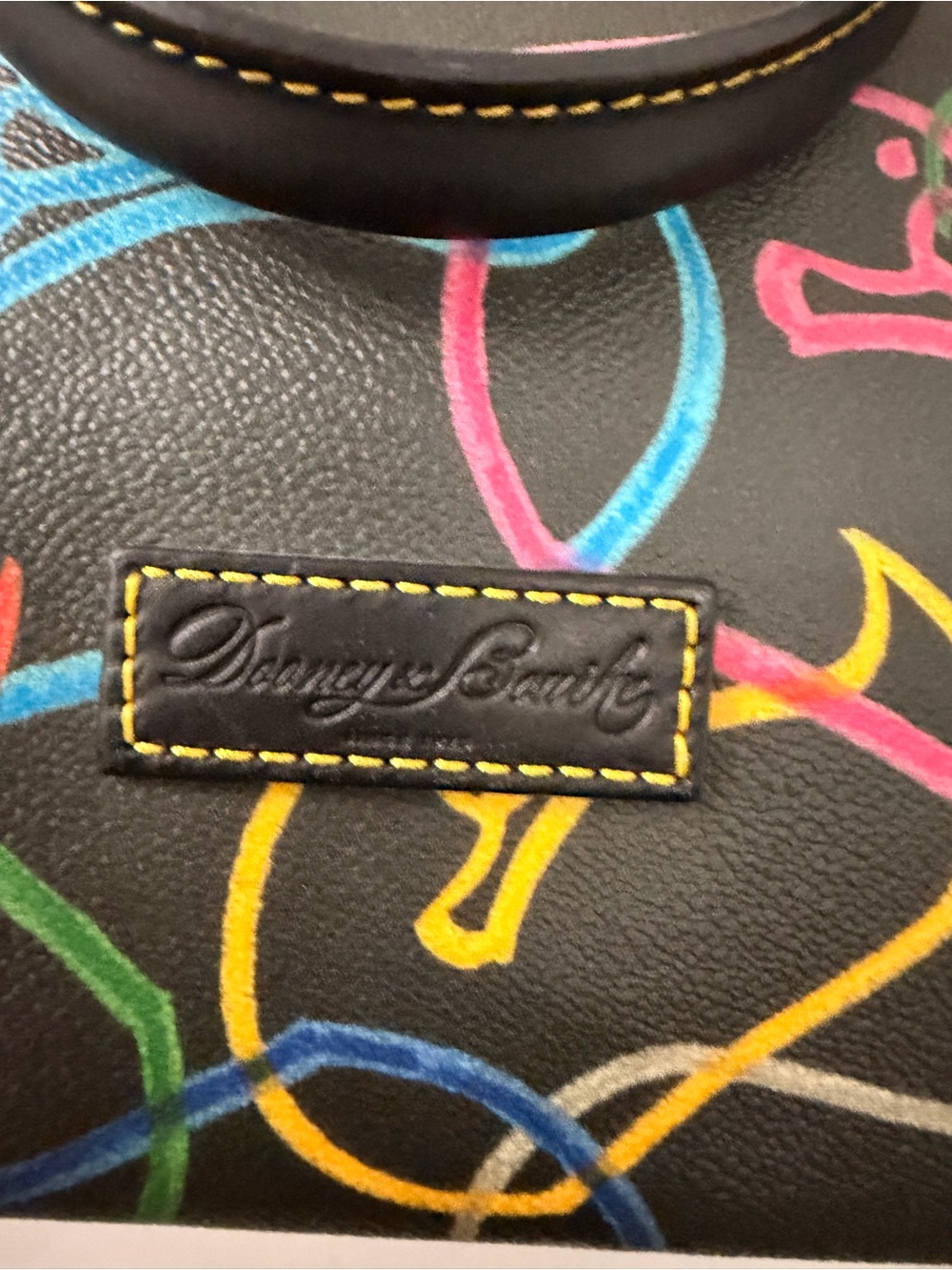 Dooney & Bourke Black Multi-Color Scribble-Print Leather Shoulder Bag